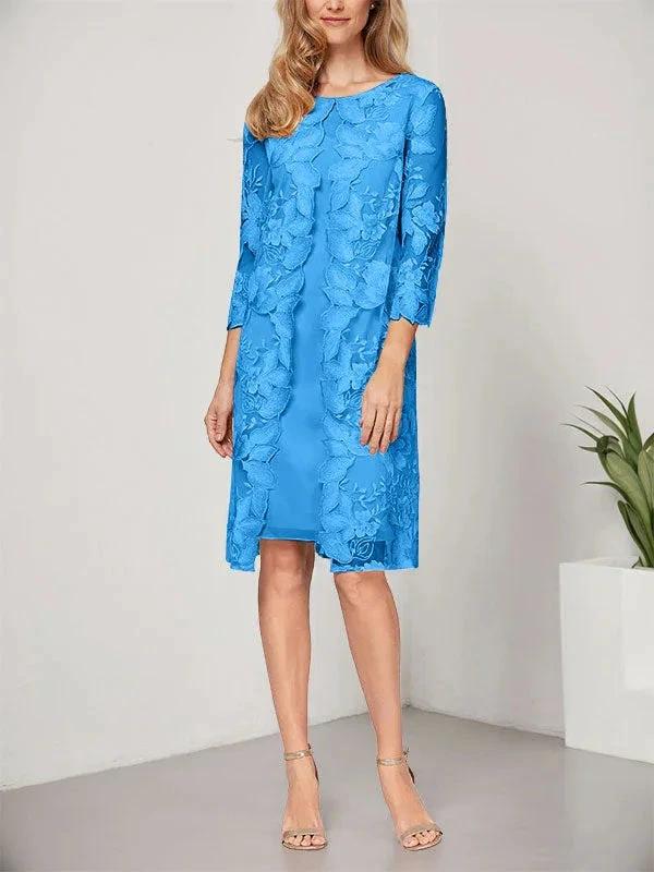 A-line Scoop Knee-Length Chiffon Lace Mother of the Bride Dress With Jacket - Image 5