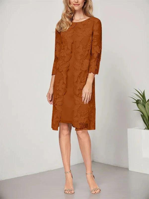 A-line Scoop Knee-Length Chiffon Lace Mother of the Bride Dress With Jacket - Image 7