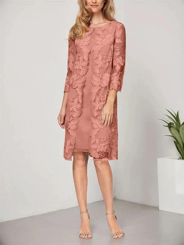 A-line Scoop Knee-Length Chiffon Lace Mother of the Bride Dress With Jacket - Image 9