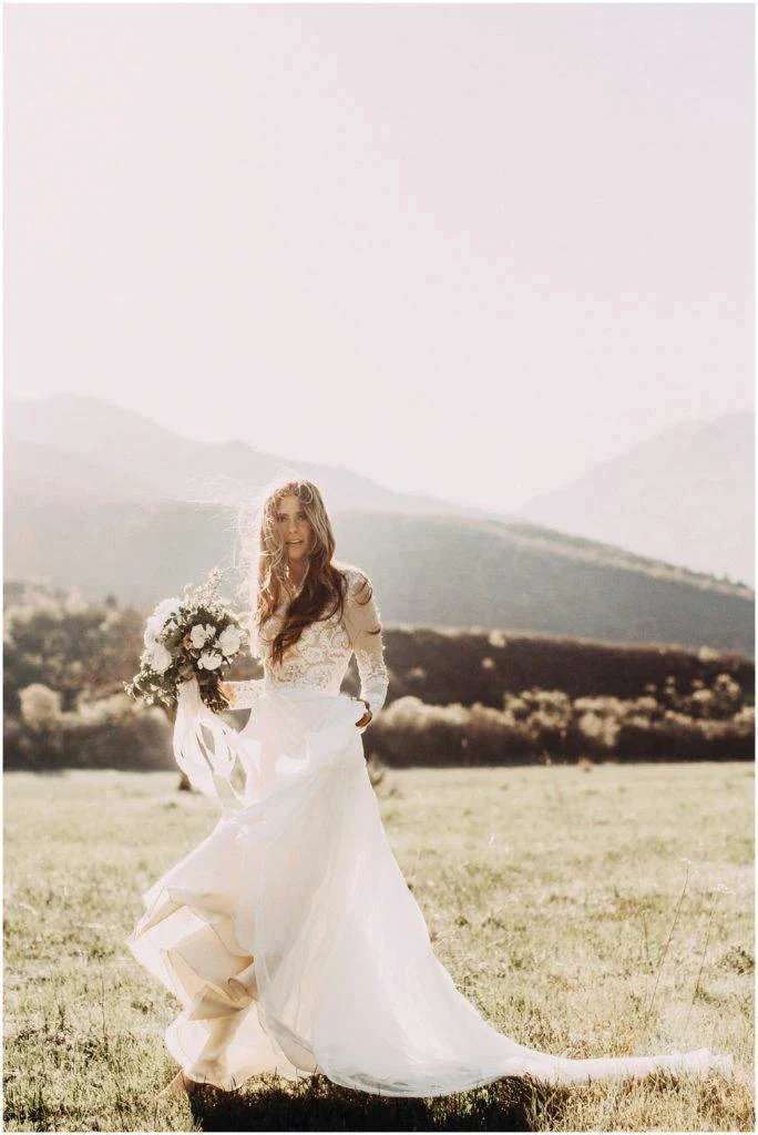 A-line Scoop Lace Wedding Dress Long Sleeve Rustic Wedding Dresses WD521 - Image 10
