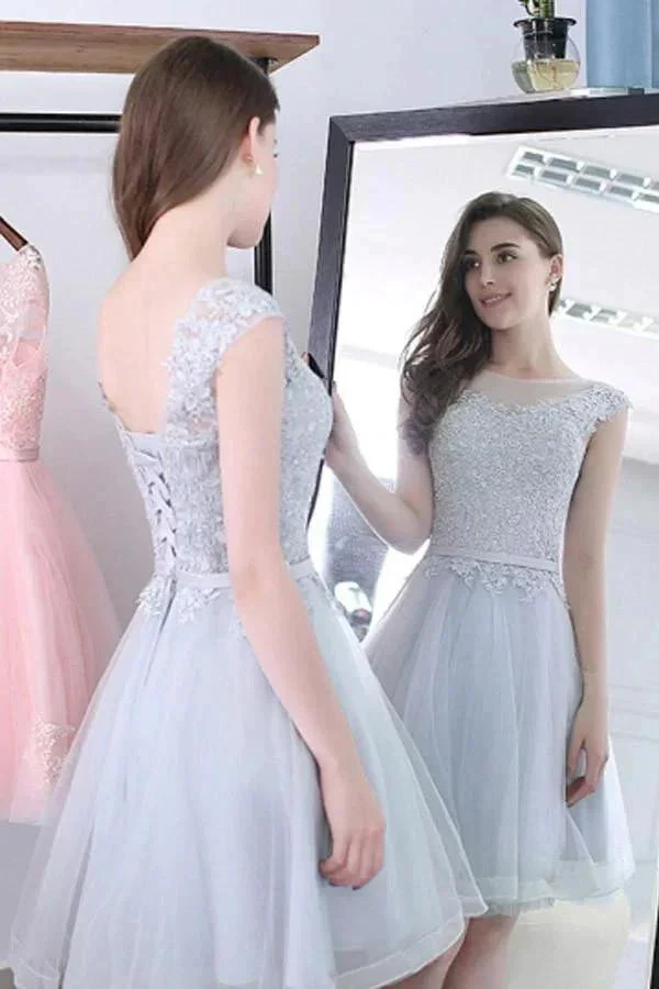 Scoop Sashes Appliques Mini Homecoming Dress Short Prom Dresses PG119 - Image 2
