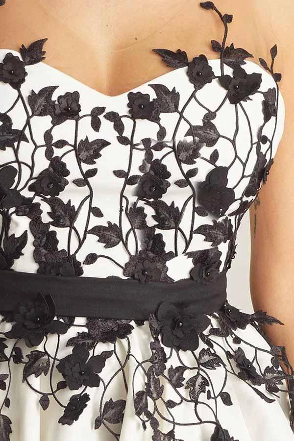 A-Line Scoop Short White Homecoming Prom Dress with Appliques  PD030 - Image 3