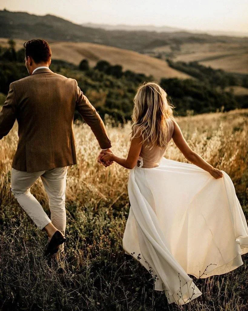 A-line See Through Floor Length Beach Wedding Dresses Rustic Bridal Dresses WD498 - Image 5