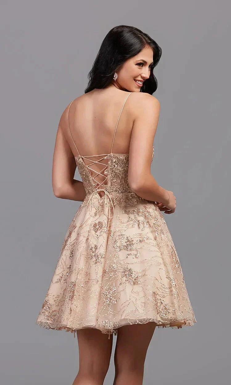Short Gold Homecoming Dress SYH83 - Image 2