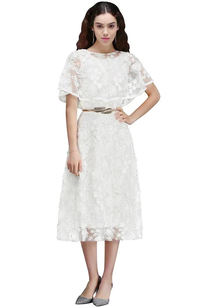 A-line Short Lace Crystal Homecoming Dress - Image 2