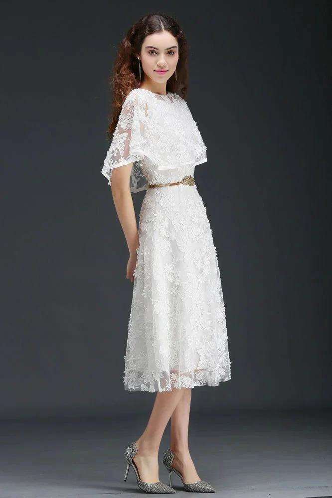 A-line Short Lace Crystal Homecoming Dress - Image 5
