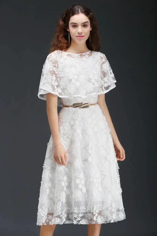 A-line Short Lace Crystal Homecoming Dress - Image 6