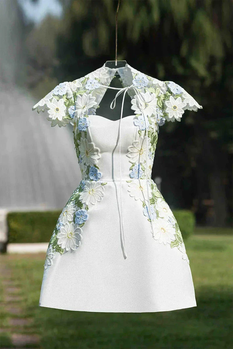 A-line Short Sleeved Mini Homecoming Dress Y2740 - Image 2