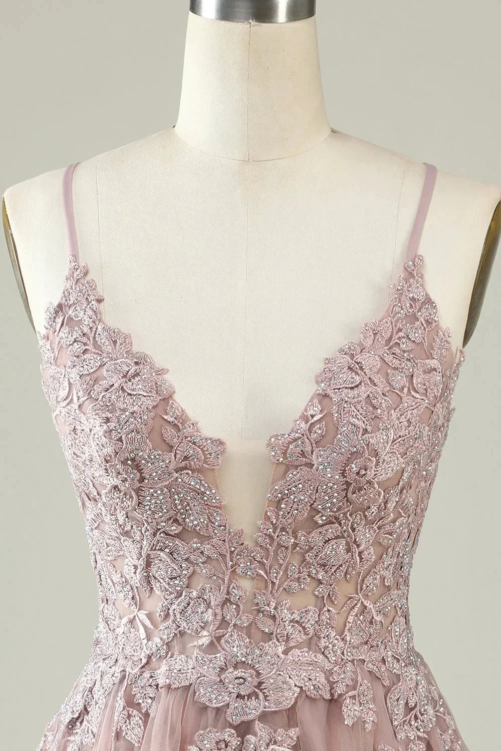 Blush A Line Spaghetti Straps Short Homecoming Dress with Appliques - Image 3