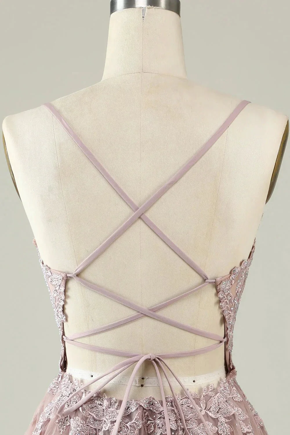 Blush A Line Spaghetti Straps Short Homecoming Dress with Appliques - Image 4