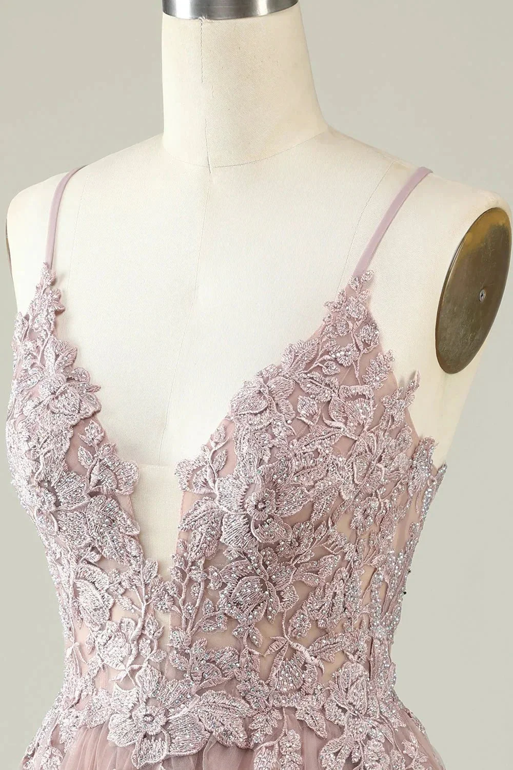 Blush A Line Spaghetti Straps Short Homecoming Dress with Appliques - Image 5