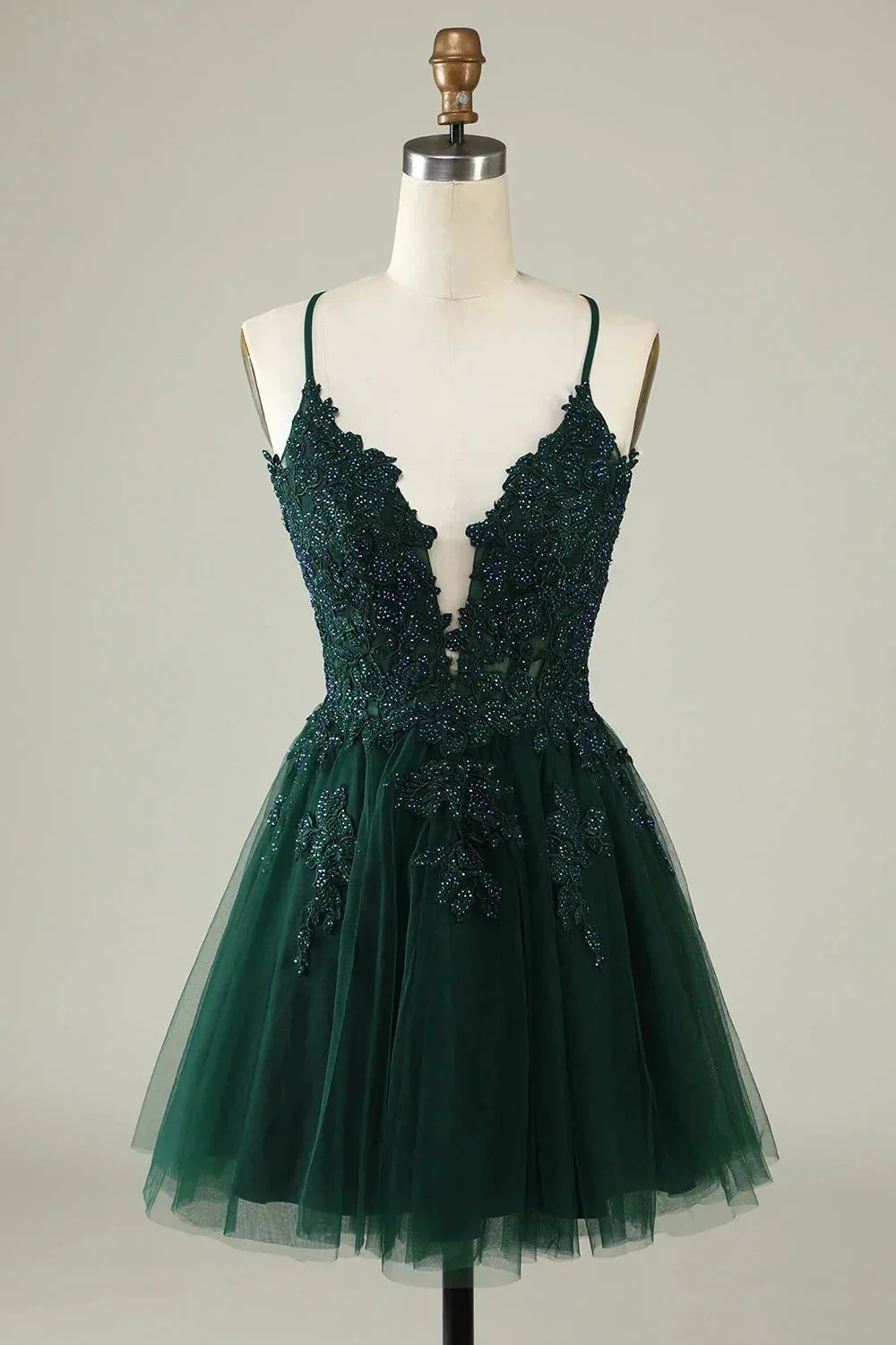 Blush A Line Spaghetti Straps Short Homecoming Dress with Appliques - Image 6