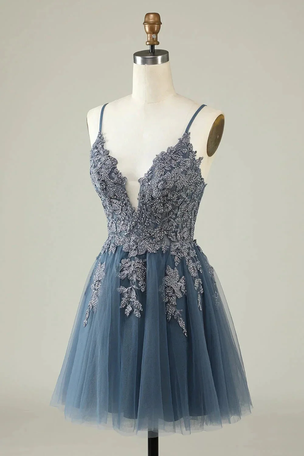 Blush A Line Spaghetti Straps Short Homecoming Dress with Appliques - Image 9