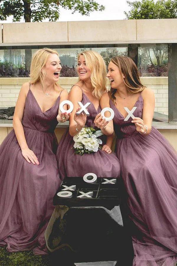 A-Line Spaghetti Straps Floor-Length Light Purple Bridesmaid Dress BD048 - Image 2