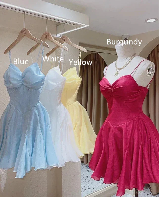 A-line Spaghetti Straps Homecoming Dress Cute Party Dress Y2133 - Image 2