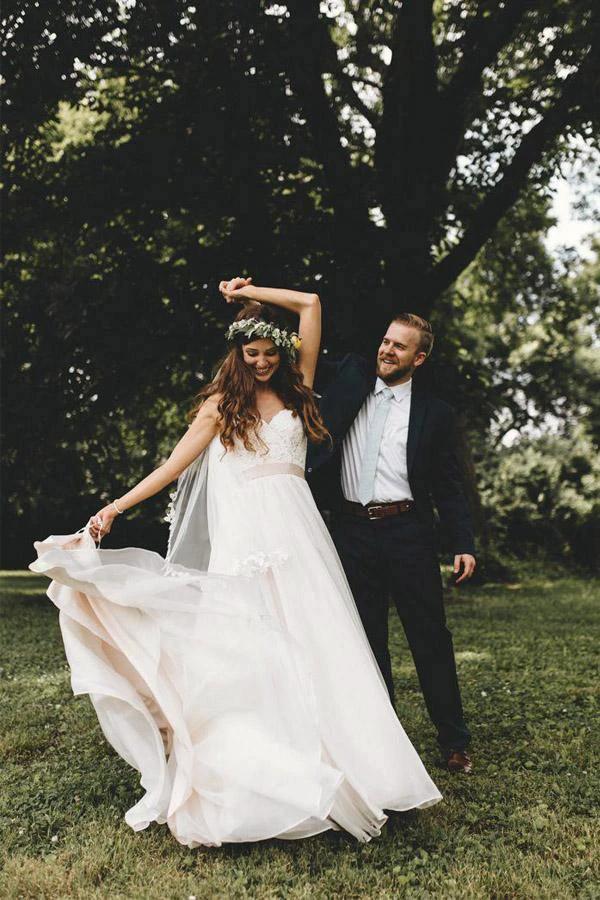 A-Line Spaghetti Straps Sleeveless Wedding Dress With Court Train WD541 - Image 4