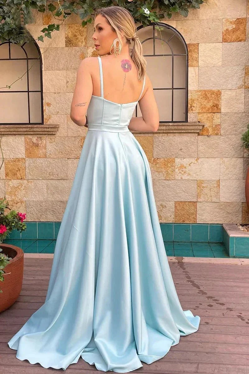 A Line Spaghetti Straps Sweetheart Ruched Long Bridesmaid Dress BD110 - Image 2