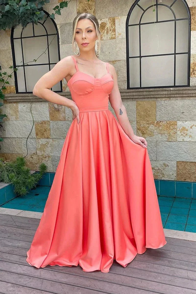 A Line Spaghetti Straps Sweetheart Ruched Long Bridesmaid Dress BD110 - Image 5