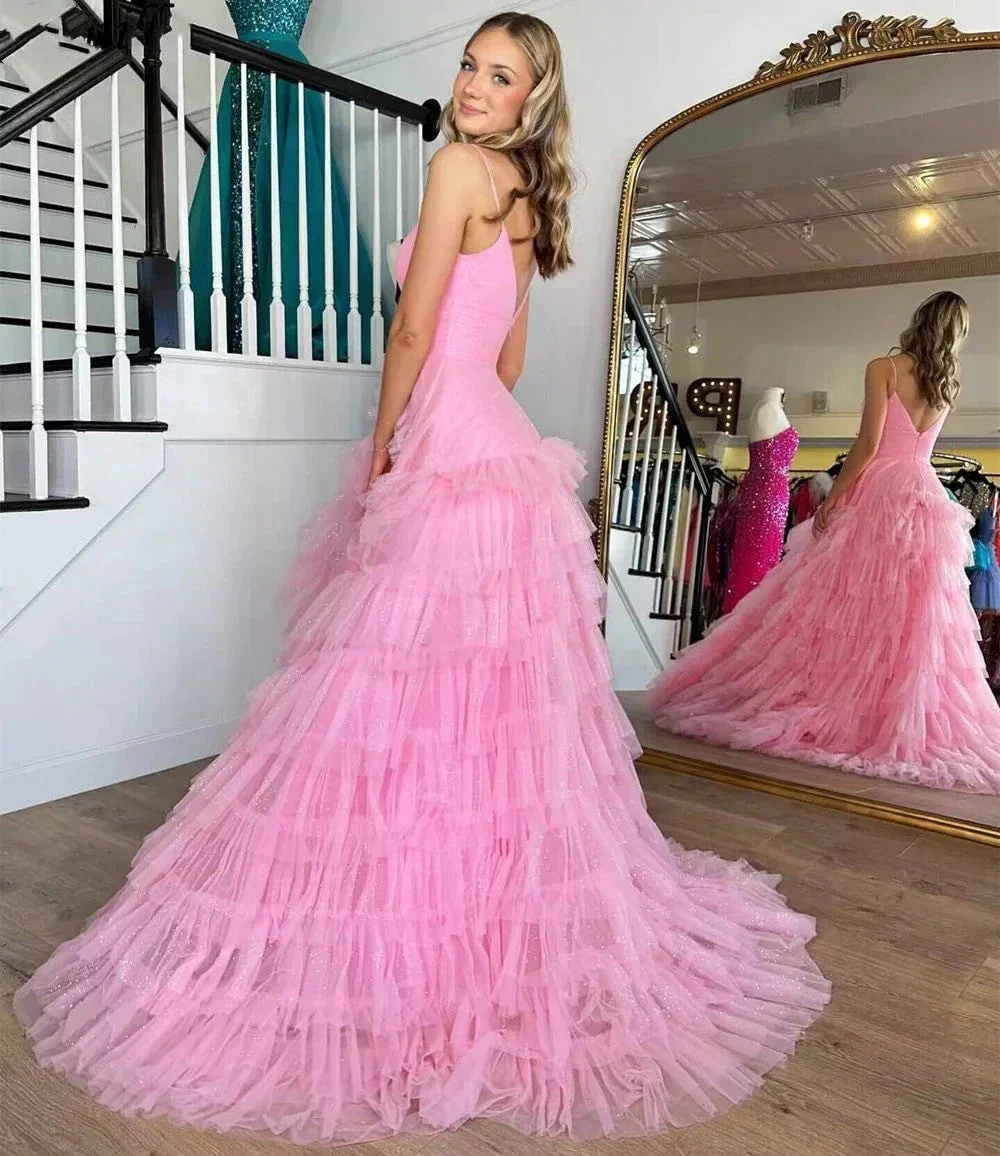 Alianna |A-Line Spaghetti Straps Tiered Tulle Prom Dress - Image 3
