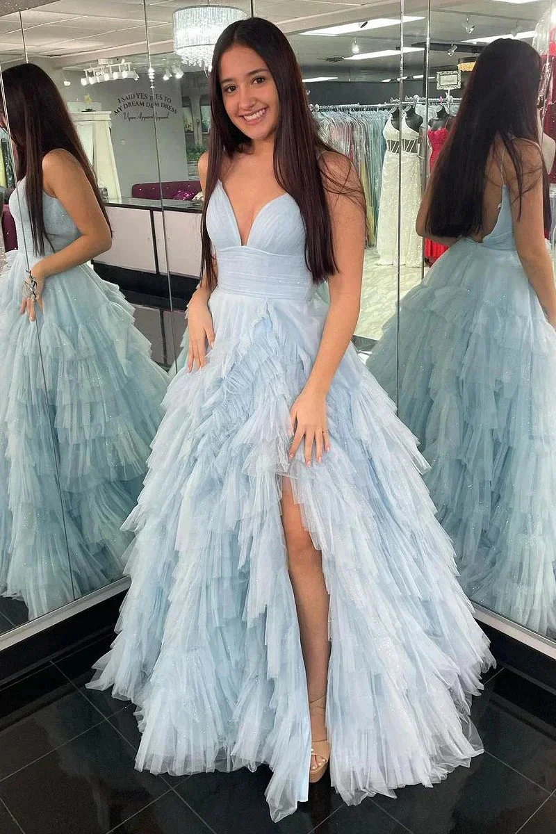 Alianna |A-Line Spaghetti Straps Tiered Tulle Prom Dress - Image 4