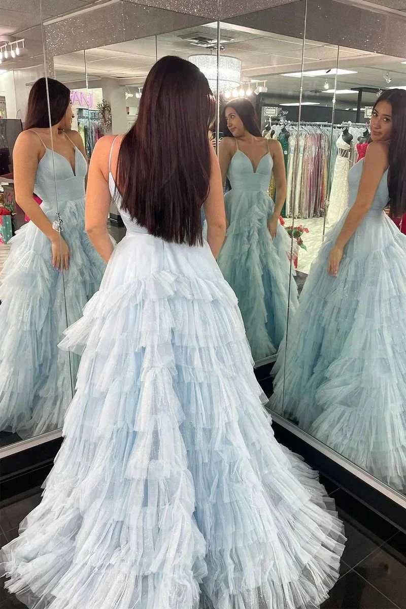 Alianna |A-Line Spaghetti Straps Tiered Tulle Prom Dress - Image 5