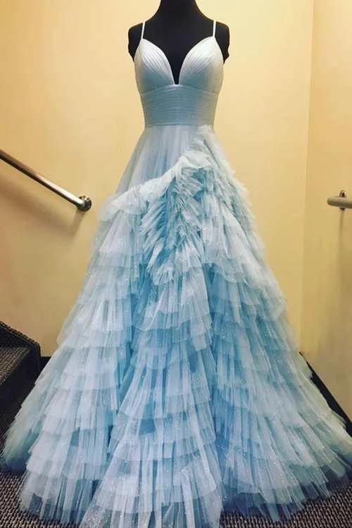 Alianna |A-Line Spaghetti Straps Tiered Tulle Prom Dress - Image 6