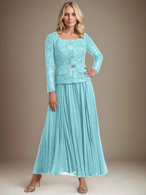 A-line Square Ankle-Length Chiffon Mother of the Bride Dress With Pleated - Image 10