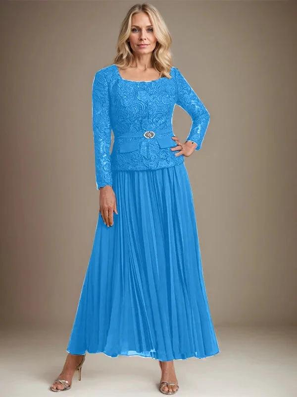 A-line Square Ankle-Length Chiffon Mother of the Bride Dress With Pleated - Image 12