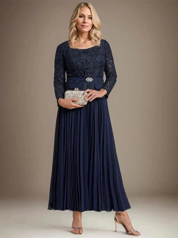 A-line Square Ankle-Length Chiffon Mother of the Bride Dress With Pleated - Image 2