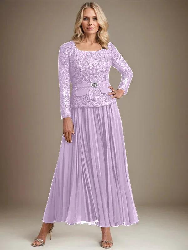 A-line Square Ankle-Length Chiffon Mother of the Bride Dress With Pleated - Image 25