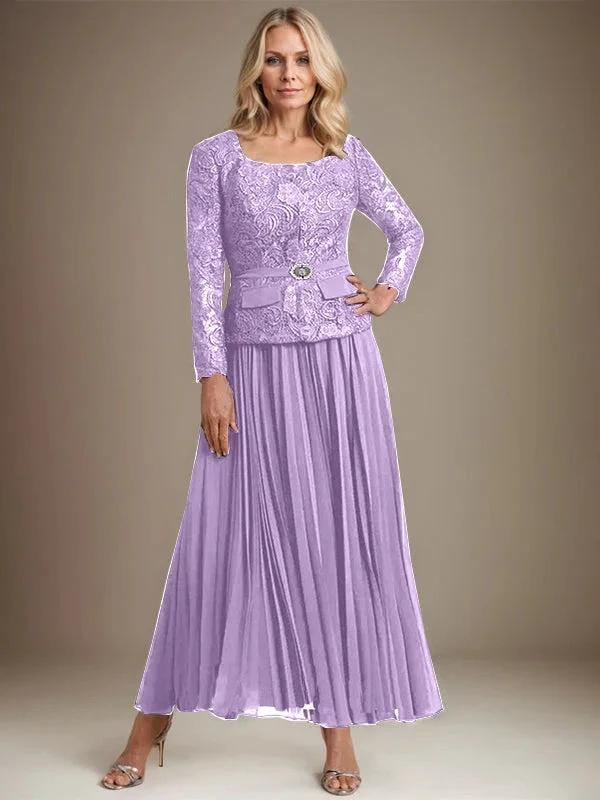 A-line Square Ankle-Length Chiffon Mother of the Bride Dress With Pleated - Image 26