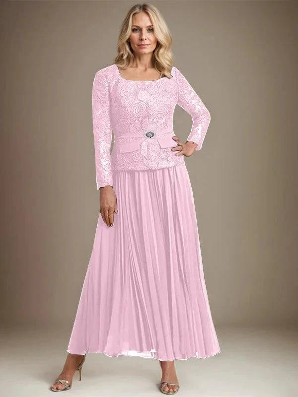 A-line Square Ankle-Length Chiffon Mother of the Bride Dress With Pleated - Image 27
