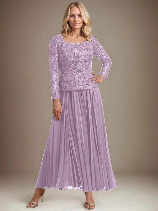 A-line Square Ankle-Length Chiffon Mother of the Bride Dress With Pleated - Image 28