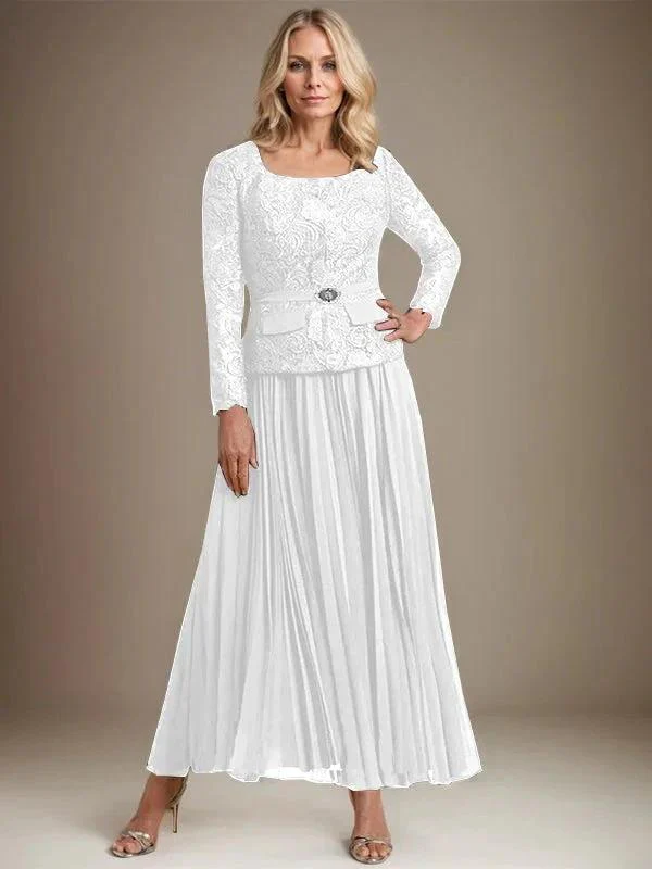A-line Square Ankle-Length Chiffon Mother of the Bride Dress With Pleated - Image 39