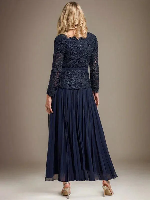 A-line Square Ankle-Length Chiffon Mother of the Bride Dress With Pleated - Image 4