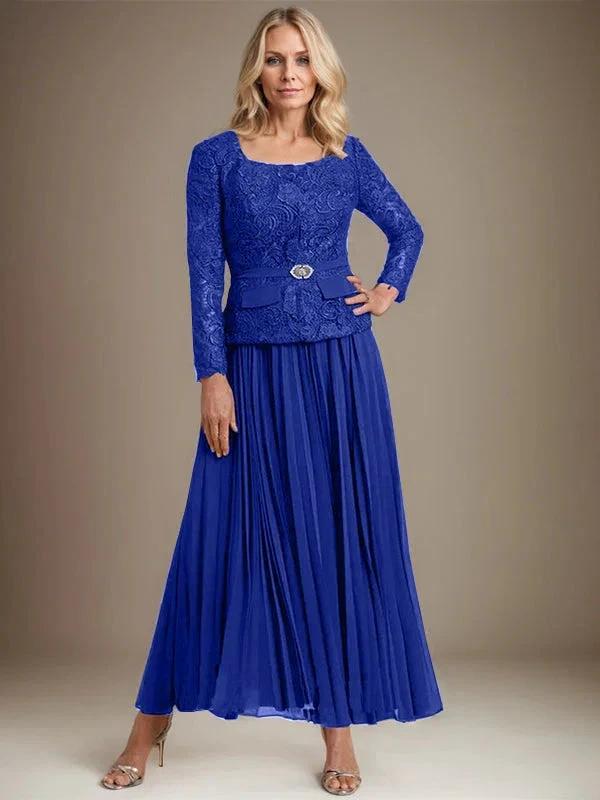A-line Square Ankle-Length Chiffon Mother of the Bride Dress With Pleated - Image 44