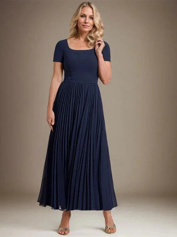 A-line Square Ankle-Length Chiffon Mother of the Bride Dress With Pleated - Image 7