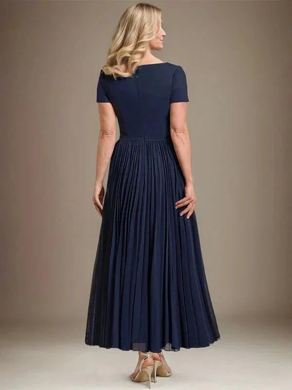 A-line Square Ankle-Length Chiffon Mother of the Bride Dress With Pleated - Image 8