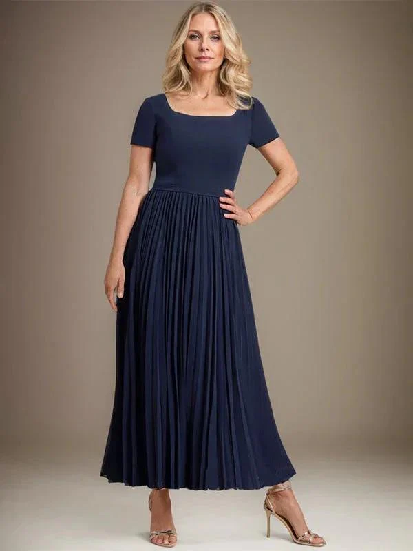 A-line Square Ankle-Length Chiffon Mother of the Bride Dress With Pleated - Image 9