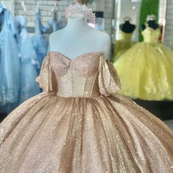 Rose Gold Sparkle Ball Gown Quinceanera Dress Sweet 16 Dress  Y693 - Image 3