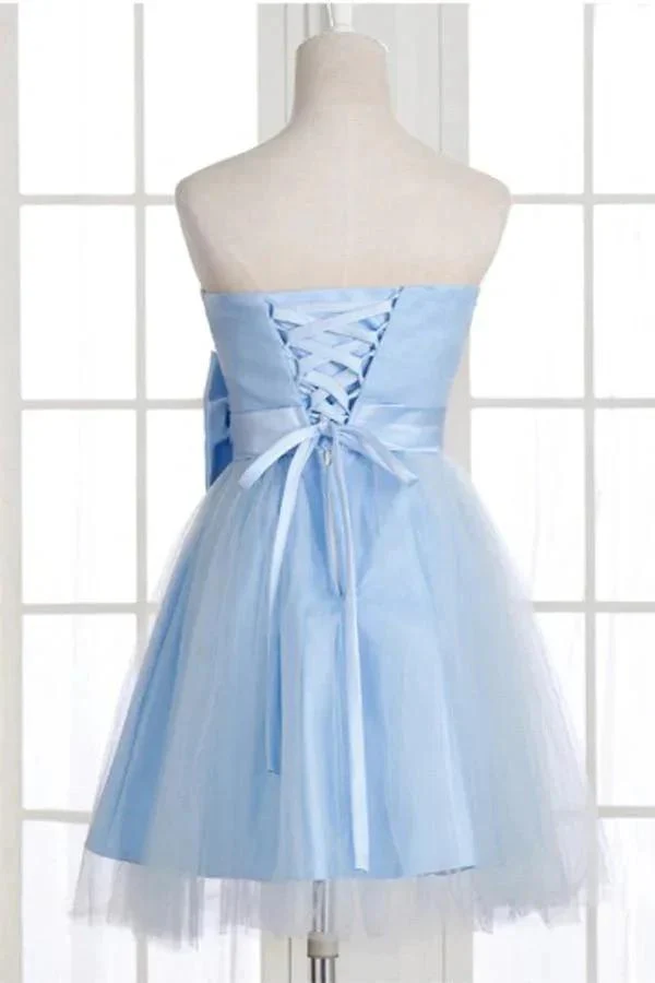 A-Line Strapless Bowknot Short Prom Dresses Homecoming Dress PG148 - Image 2