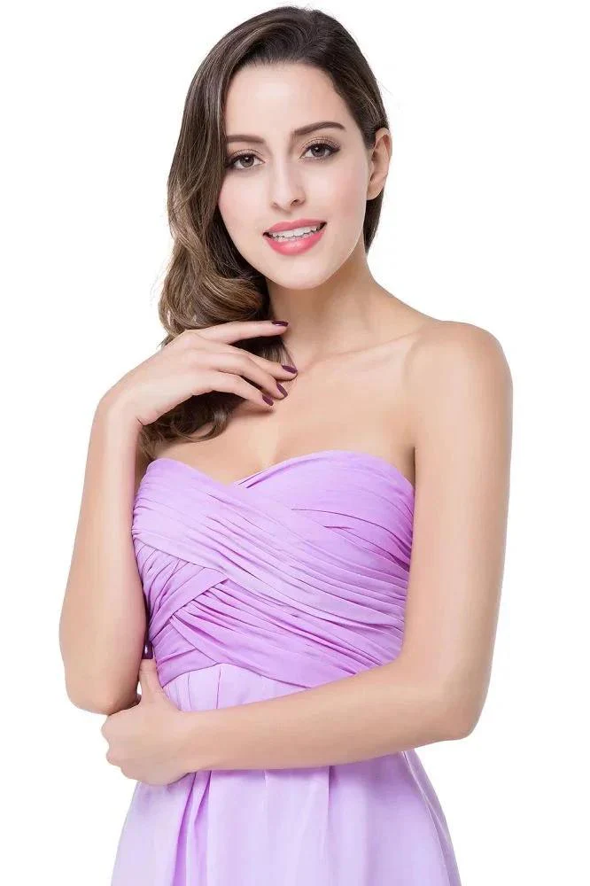 A-line Strapless Chiffon Bridesmaid Dress with Draped - Image 10