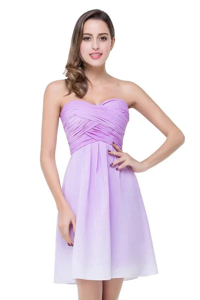 A-line Strapless Chiffon Bridesmaid Dress with Draped - Image 2