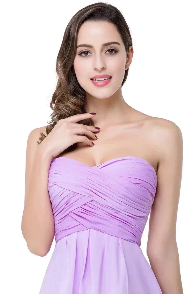 A-line Strapless Chiffon Bridesmaid Dress with Draped - Image 8