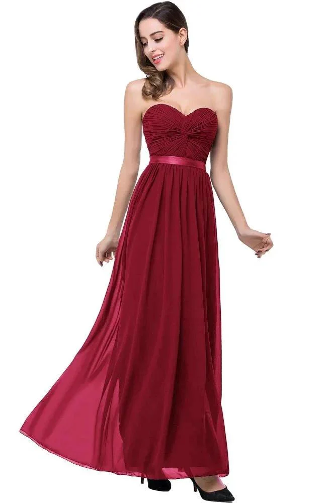 A-line Strapless Chiffon Bridesmaid Dress with Draped - Image 3