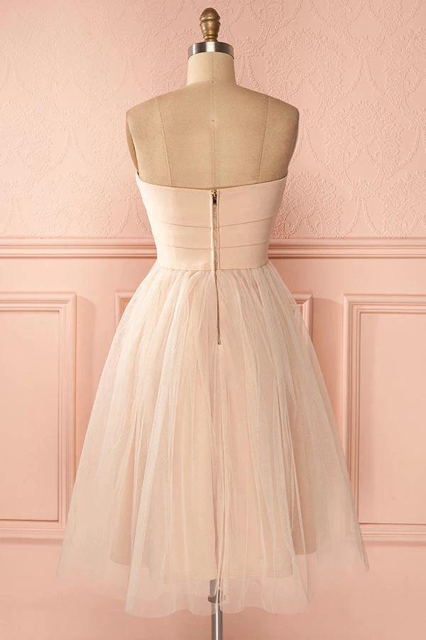 A-Line Strapless Knee-Length Sweetheart Tulle Homecoming Dress PD137 - Image 2