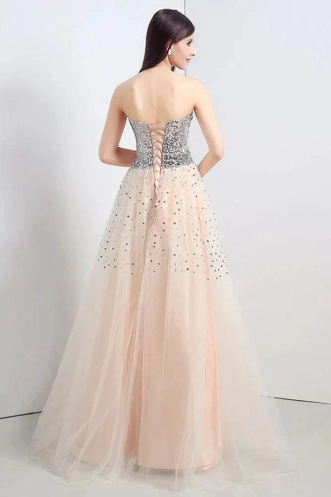 A-line Strapless Tulle Party Dress With  Sequined - Image 2