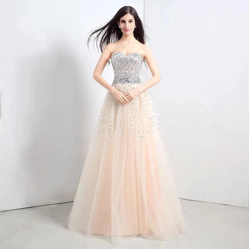 A-line Strapless Tulle Party Dress With  Sequined - Image 6