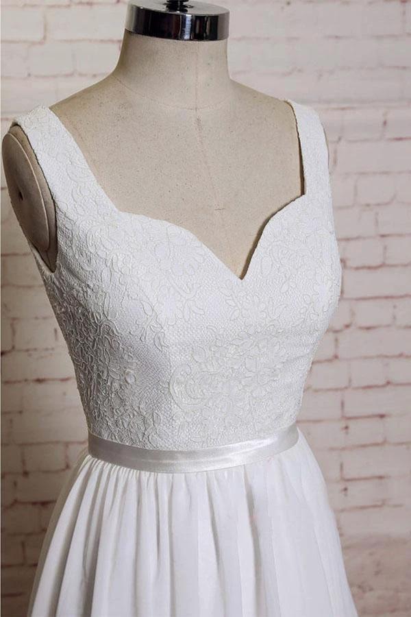 A-line Straps Court Train Chiffon Appliques Backless Wedding Dresses  WD172 - Image 4