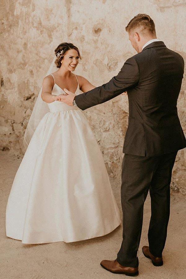 A-Line Straps Floor Length Sleeveless Ivory Wedding Dress  WD308 - Image 3